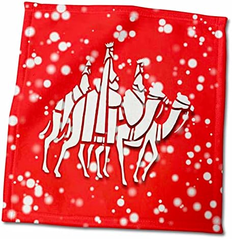 3drose бел Божиќен дизајн - црвени и бели три мудри мажи на камили - крпи