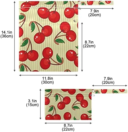 сусијо Платнена Пелена Влажни Суви Кеси Слатко Овошје Црвена Цреша Водоотпорни Влажни Кеси За Повеќекратна Употреба Со Џебови