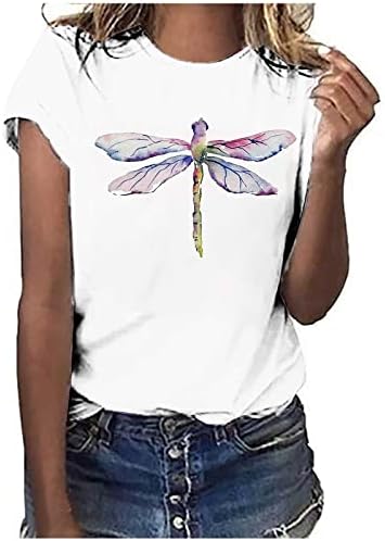 Драгличка маичка за жени Симпатична графичка маичка со графички маички летни кратки ракави врвна кошула