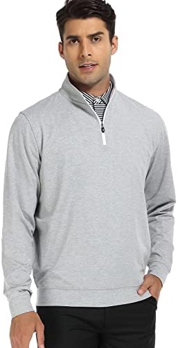Деолакс четвртина поштенски пуловер мажи суво вклопување 1/4 zip голф пуловер upf50+ влага се потсмева на вратот на вратот, пулвер, џемпери