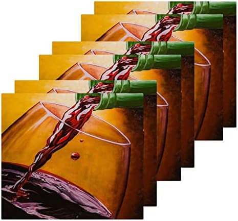 Алаза миење крпа постави гроздобер сликарство со црвено вино - пакет од 6, памучни крпи за лице, високо апсорбирачки и меки крпи