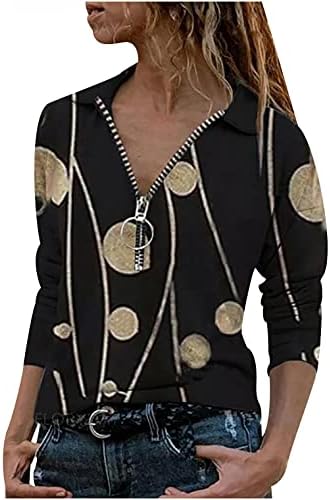 Адонг џемпери за жени секси обични патент врат со долги ракави со маица со блуза во блуза маица врвови