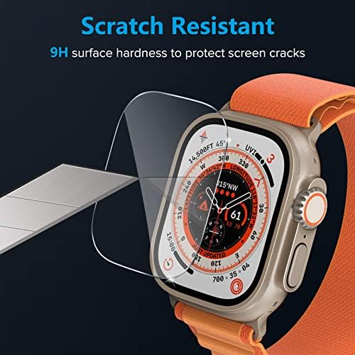Hierusre [3 пакет] Заштитник на екранот за Apple Watch Ultra 49mm, екран на заштитени стакло за стакло за iWatch Ultra, отпорен