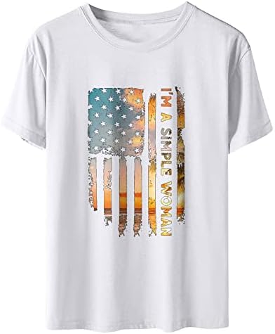 Womenените камуфлажа на американското знаме на врвот на САД Камо Камо САД на 4-ти јули маица смешна симпатична кошула маичка обична