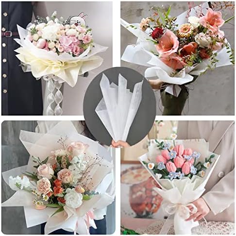 Xzjmy 50 листови со цвеќиња со цвеќиња, хартија за завиткување, водоотпорен цвеќарница букет хартија со рачно изработена хартија