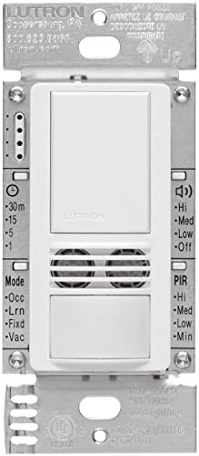 Lutron MS-B102-WH Maestro 6-AMP 3-насочен/мулти-локациски прекинувач за сензор за окупација на двојна технологија, бело