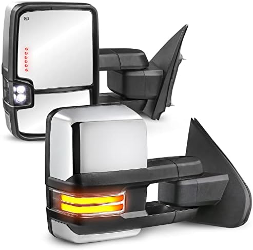 MOSTPLUS Моќ Загреан Влечење Огледала Компатибилен За Chevy Silverado GMC Serria 2014-2018 w/Секвенцијален Пресврт светло, Паркинг