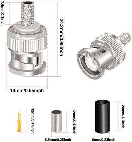 Taiss BNC crimp алатка СО 10PCS BNC Конектор, Coax Coaxial Bnc Алатка за Стегање +5pcs PL259 Crimp Конектор UHF конектори+ 8PCS