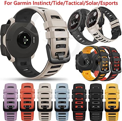 Cysue Силиконски часовници за часовници за Garmin Instinct Smart Watch 22mm замена на лента за нараквица на нараквица/еСпорт/плима/соларна
