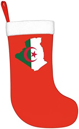 Мапа на знамето на алжирско знаме на алжир, Божиќно порибување Класичен декорација Класичен 18 инчи камин виси чорап