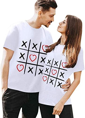 Маица за Денот на в Valentубените на Numaller за lубовник околу вратот 2023 блузи со кратки ракави опуштени врвови за празници