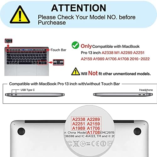 ИЛЕАДОН за MacBook Pro 13 Inch Case M2 2022 2021 2020- Објави A2338 M1/A2289/A2251/A2159/A1989/A1706/A1708, Crystal Hard Shell Case + Costend Cover & Screen Protector, Glitter Pink, Glitter Pink