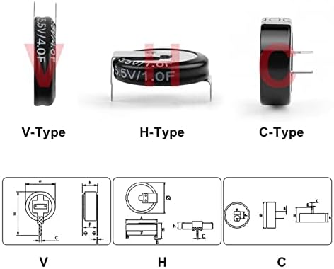 Super кондензатор на Ahafei 5,5V 0,1F 0,22F 0,33F 0,47F 0,68F 1F 1,5F 4.0F Супер кондензатор на копчето H-Type SuperCapator