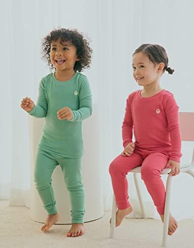 Moimoln 6M-5T Premium Bamboo Viscose Cotton Ribbed Snug Fit Sleepwear за девојчиња за бебиња Девојки момчиња кул лето