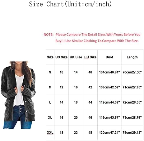 Sgенски жени отворени џемпери во предниот дел на кардиган, модно копче надолу за кабел Кинт Чунки надворешна облека Зимски палта