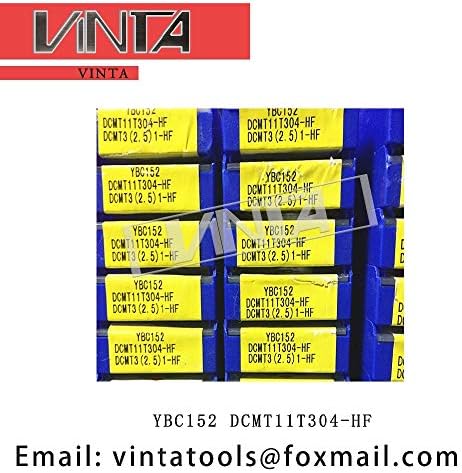 FINCOS 10pcs/Lots YBC252 YBC152 YBC251 YBG202 DCMT11T304-HF CNC Carbide Turning Inserts Cutting Blade Tools - : YBC152 DCMT11T304-HF, Shank Diameter: