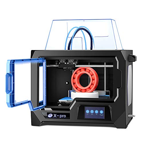 Qidi Tech 3D печатач, X-Pro 3D печатач со WiFi функција, двоен екструдер, висока прецизна двојна боја печатење со ABS, PLA, TPU филамент, 9.1x5.9x5.9