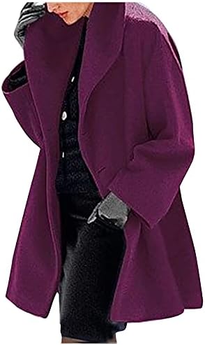 Womanена вештачка волна Елегантна мешавина палто тенок женски долг палто за надворешна облека од надворешна облека