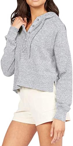 Laslulu женски дуксери руно, поставени на копчето, врвови за џемпери на врвови со џемпери со џемпери со долги ракави