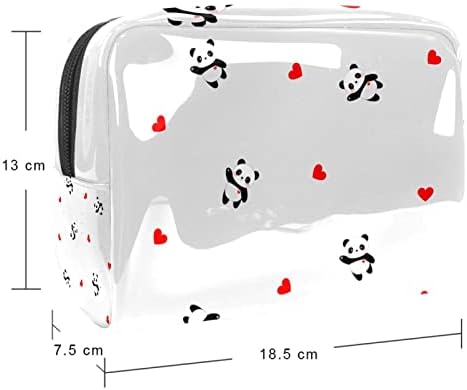 Тбуобт Козметички Кеси Чанти За Шминка За Жени, Мала Торбичка За Шминка Патни Торби, срце животно панда греј