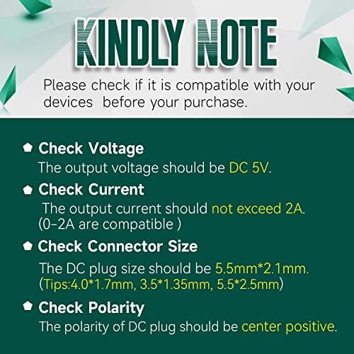 2 Пакет 5vdc 2a Адаптер За Напојување, Компатибилен со 1.5 A, 1a Уреди, 100-240V 50/60Hz AC До Dc 10w Ѕид Полнач Со Совети ЗА
