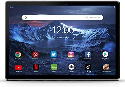 Pritom 10 '' Таблет Android 10 Телефонски таблет со слот за SIM, 32 GB Quad Core, IPS екран на допир, 8MP задна камера WiFi GPS Bluetooth