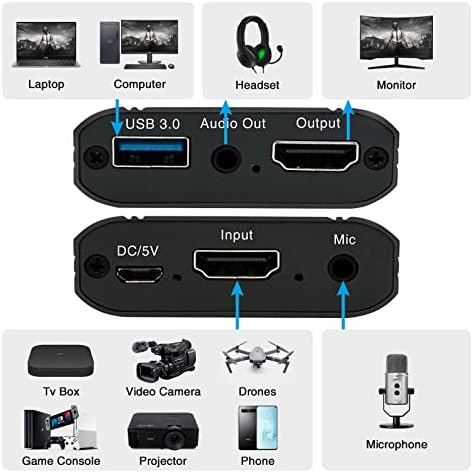 Оривизија 4к Картичка За Снимање, HDMI ДО USB 3.0 Картичка За Снимање Видео Со циклус За Nintendo Switch, 1080p 60fps Уред За Картичка