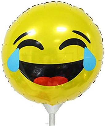 PMU Emoji Balloons 9 инчи пред-надуени со стап PKG/12
