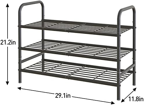 Huhote Shoe Rack 3 нивоа железна мрежа хонорарно полици за складирање на чевли, складирање на решетки за складирање, заштеда на чевли,