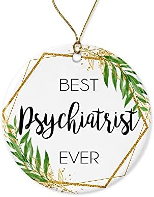 Wolfedesignpdd Психијатар Божиќен украс - Божиќен украсен подарок за психијатар - Најдобар психијатар во светот - Најдобар психијатар