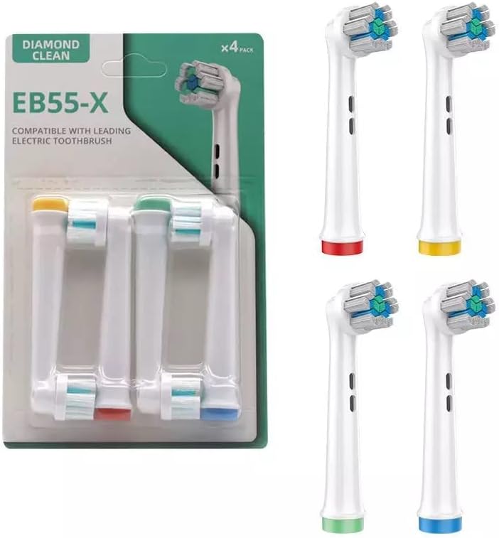 Глави за замена на четки за електрична четка за заби од орална B Braun, Diamond Clean, EB55-X-пакет од 4