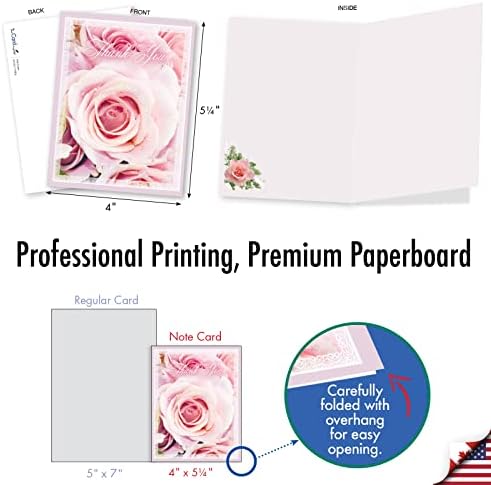 Најдобра компанија за картички 20 разновидни празно благодарност за белешки во кутии 4 x 5,12 инчи со пликови розови рози AM10311Tyb-B2X10