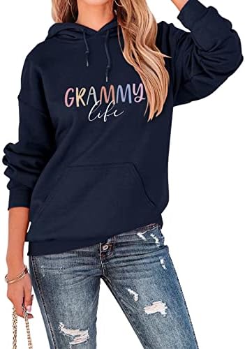 Shemiun Grammy Life Hooded Sweatshirt за жени баба подарок Худи врвови обични долги ракави влечење пулвер качулка кошула