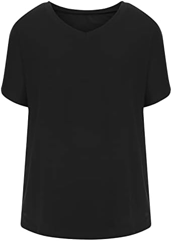 Шарела дами vneck квадратни кошули на вратот Бранч блузи маички кратки ракави опуштени вклопувани обични летни есен кошули 2023 ч.