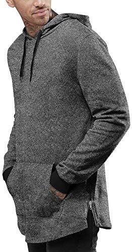 Капа и надвор од мажите лесна магла со долгиот линиски патент хипстер худи, четкан пуно пуловер