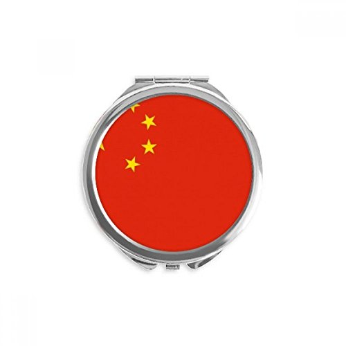 Кина Национално Знаме Азија Земја Рака Компактен Огледало Круг Преносни Џеб Стакло