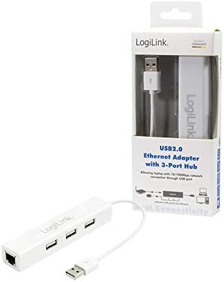 Logilink UA0174A Адаптер USB 2.0 За Брз Етернет со 3 ПОРТ USB Центар