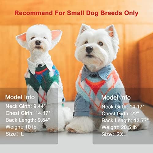 Џемпер за кучиња - класична карирана маичка за миленичиња, крпеница кучиња есен зимски палто мека топла облека за кученца за мали средни кучиња