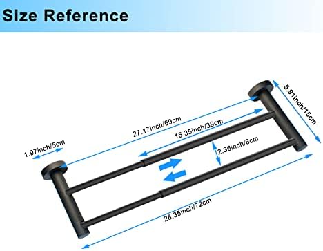 Циле Прилагодлива Бања Со Двојна Крпа, Прилагодлива Мат Црна Бања Додатоци, 15 до 27 Инчен Четкан Никел Пешкир Бар, Сус304 Нерѓосувачки Челик Бања