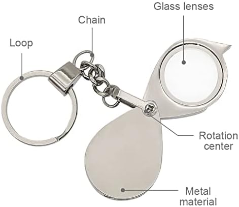 КСИУЛАИК Виткање ЏЕБ 8х Клуч Синџир Лупа Метал Преносни Лупа Мала Големина Стакло Леќа