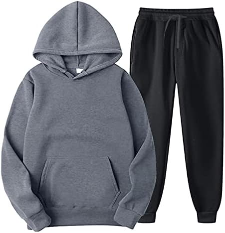 Larisalt Black Hoodie со дизајн, Mens Tracksuip Sports Sports Spytsuit удобни облеки Атлетски панталони