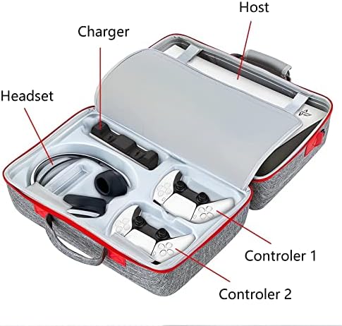 【Греј】 Носачки случај за PS5, складирање на торби за патувања за PS5 конзола диск/дигитално издание и контролори, заштитна торба