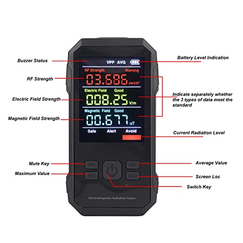 Детектор за рачно зрачење, дигитален Geiger Counter Dosimeter RF зрачење Монитор за електромагнетно зрачење тестер со мерач на радијација