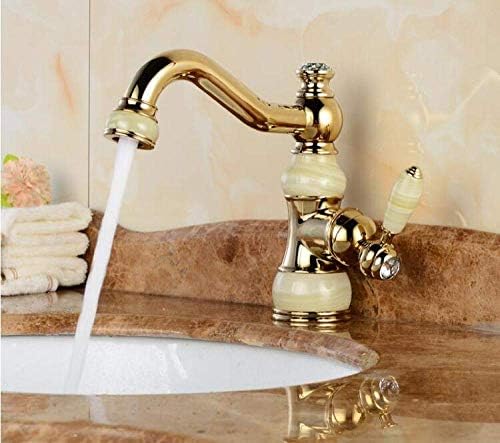 Faucet Xyyxdd, adeејд цврст мемиња за мијалник со топла и ладна златна финиш мијалник за мијалник бања