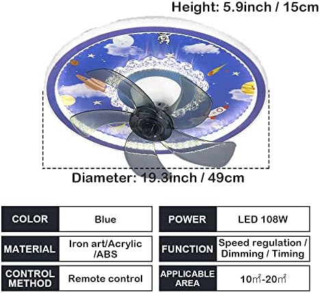 Ивамнад Модерна Детска Соба Тавански Вентилатор Со Светла 360° Ротирачки Воздух Снабдување Таванот Вентилатор Светилка Тивка Домаќинство