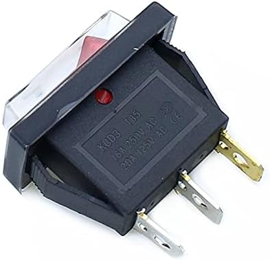 SJSW 1PCS KCD3 прекинувач за напојување 15A/20A 125V/250V 3 Pin Rocker Switch Switch White's Clear Silicone водоотпорен Заштит
