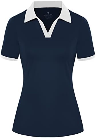 Jackек Смит женски голф кошули UPF 50+ Брзо сув поло, со кратки ракави за кратки ракави тенис врвови на отворено S-XXL