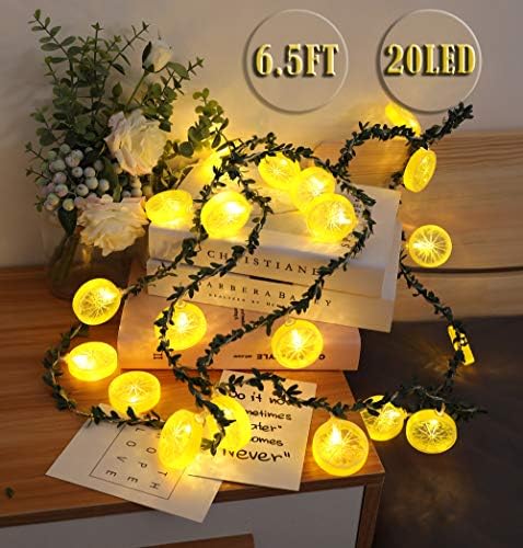 Стринг светла од лимон, висечки ламба за венци од лимон со 20 LED, самовила ноќни светла за дома/соба/спална соба/бања/свадба/забава/градинарска