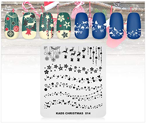 Шаблон за марки за уметност за Божиќни нокти за среќа, среќа starвезда цветна елк