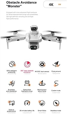 DFERGX без дрон без четка 4K ESC двојна камера hd gimbal менувач квадкоптер со 360 ° ласерски пречки за избегнување на фиксна точка